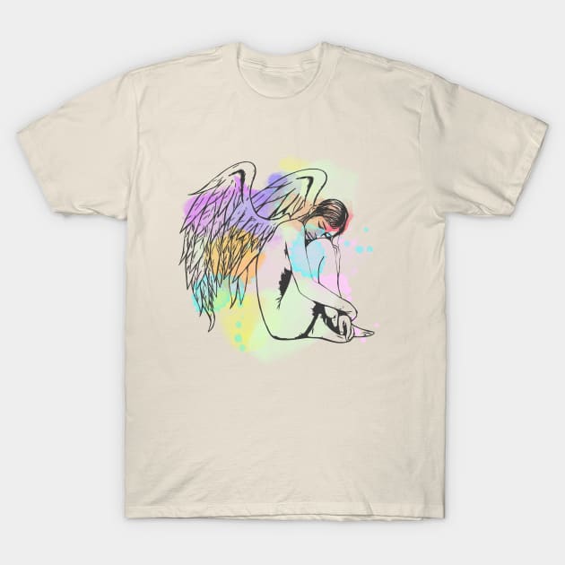 Watercolour Sleeping Angel T-Shirt by dankdesigns